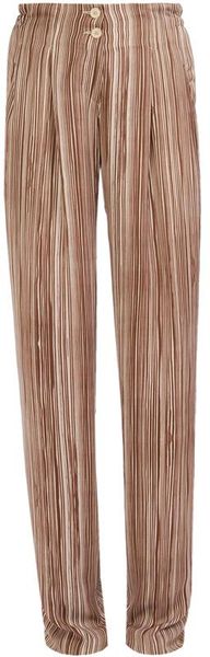 Bottega Veneta Striped Fluid Satin Trousers in Brown (chocolate) - Lyst