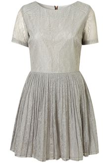 Topshop Lace Piped Skater Dress - Lyst