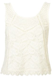 Topshop Lace Mix Shell - Lyst