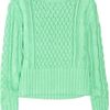 Acne Lia Cableknit Cotton Sweater in Green (mint) - Lyst