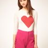 Asos Collection Asos Angora Jumper with Heart in Pink (creampink) - Lyst