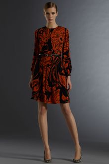 Gucci Long Sleeve Crew Neck Dress with Decoratif Print - Lyst