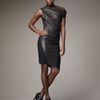 Helmut Lang Ruched Matte Leather Dress in Gray (black) - Lyst