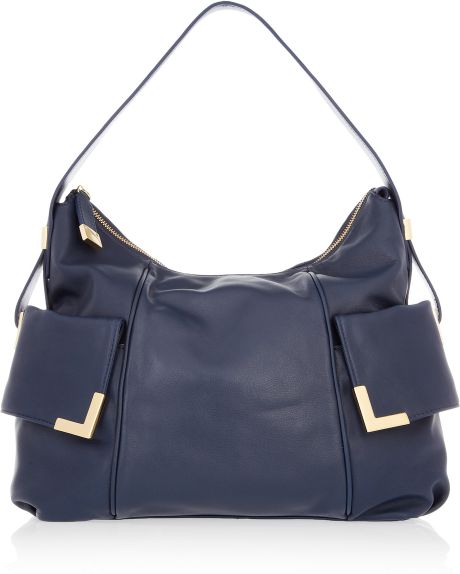 Michael By Michael Kors Beverly Leather Shoulder Bag in Blue Michael By Michael Kors Beverly Leather Shoulder Bag in Blue
