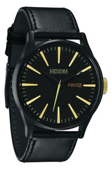Nixon The Sentry Leather Strap Watch - Lyst