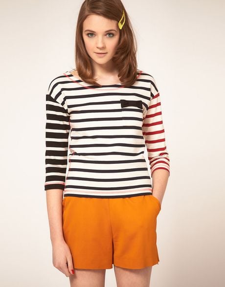Sonia By Sonia Rykiel Multi Stripe Breton Tee in Multicolor (114ecrumarinenoir) - Lyst