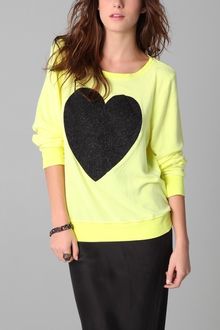 Wildfox Black Sparkle Heart Baggy Beach Sweatshirt - Lyst