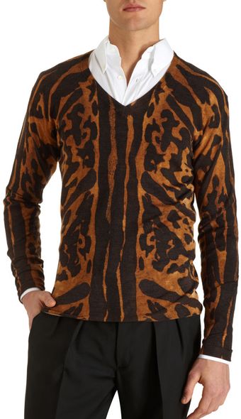 Alexander McQueen Leopard V-neck Sweater - Lyst