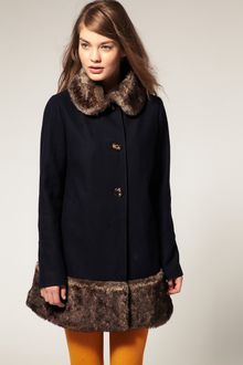 ASOS Collection  Coat with Faux Fur Collar and Hem - Lyst