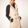 Asos Collection Asos Double Breasted Coat with Contrast Sleeves in Beige (stone) - Lyst
