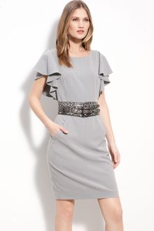 Calvin Klein Belted Flutter Sleeve Dress - Lyst