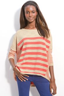 Caslon® Button Back Stripe Sweater - Lyst