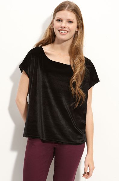 Frenchi® Boxy Velvet Tee in Black - Lyst