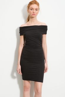 James Perse Off Shoulder Ruched Dress - Lyst