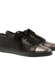 Lanvin Leather Trainers with Metallic Toe Caps - Lyst