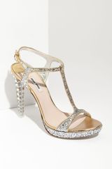 Miu Miu Glitter T-strap Platform Sandal