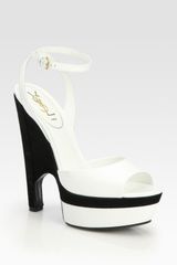 Yves Saint Laurent Suede and Leather Cutout Sandals