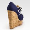 Christian Louboutin Melides Linen & Cork Wedge Sandals in Blue (navy) - Lyst