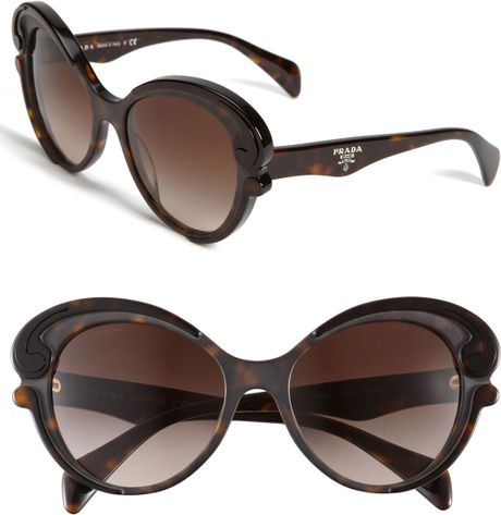 Prada Baroque Cats Eye Sunglasses in Brown (havana) - Lyst
