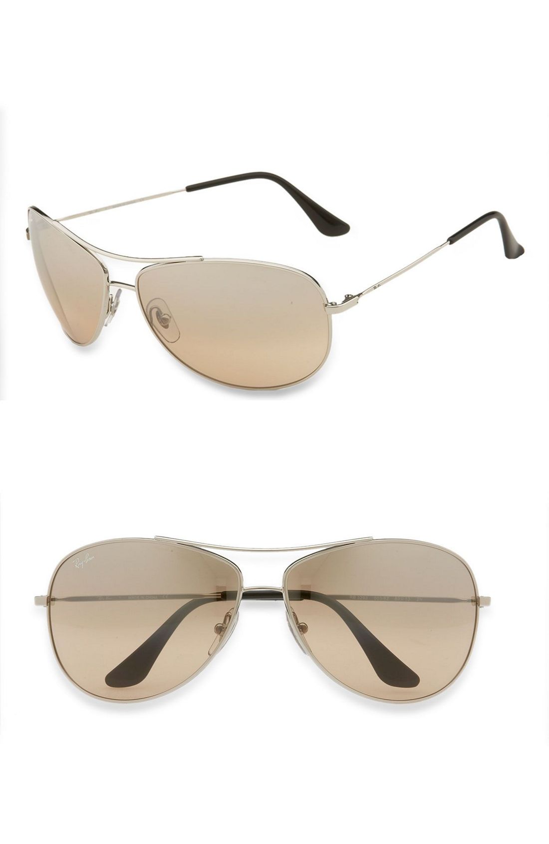 Ray Ban Bubble Wrap Metal Aviator Sunglasses In Gold Champagne Lyst 