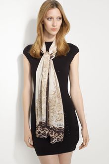 Roberto Cavalli Floral and Leopard Print Silk Scarf - Lyst