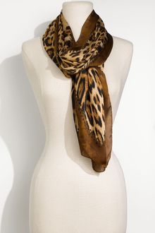 Roberto Cavalli Floral & Leopard Border Silk Scarf - Lyst