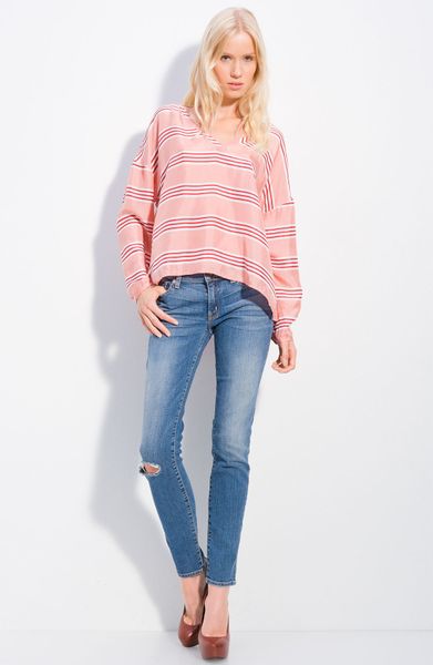Textile Elizabeth And James Benny Stripe Silk Top in Pink (copper rose stripe) - Lyst