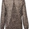 Topshop Animal Drape Front Blouse in Brown (animal print) - Lyst