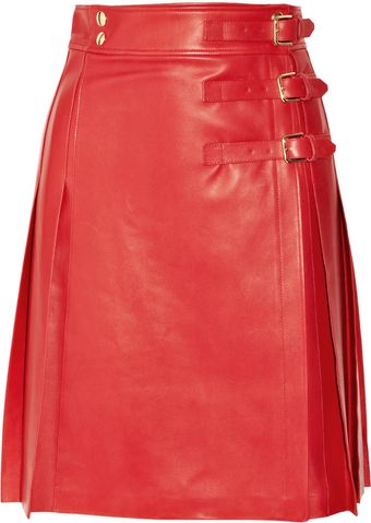 Yves Saint Laurent Pleated Leather Wrap Skirt - Lyst