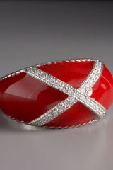Zasha Diamond Enamel Ring, Red