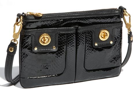 Marc By Marc Jacobs Turnlock Python Shine  Percy Crossbody Bag in Black - Lyst