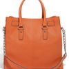 Michael By Michael Kors Hamilton Silvertone Chain  Large Vertical Tote in Brown (tangerine) - Lyst