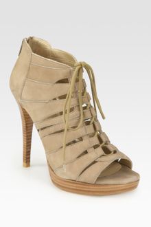 Stuart Weitzman Hispeed Leather Cutout Lace-Up Ankle Boots - Lyst