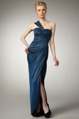 Vera Wang Lavender One-shoulder Jersey Gown