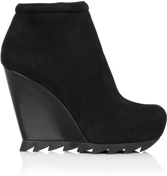  Black Ankle Wedge Boot with Saw Sole 
