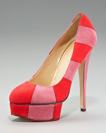 Charlotte Olympia Striped Suede Platform Pump - Lyst
