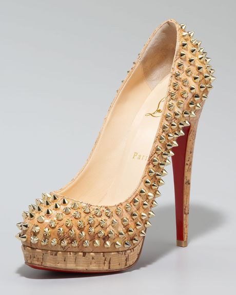 Christian Louboutin Altipump Spike Cork Pumps in Gold (natural gold) - Lyst