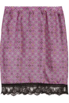 Emanuel Ungaro Lace Trimmed Printed Silk Skirt - Lyst