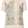 Topshop Snake Panel Short Sleeve Tee in Pink (pale pink) - Lyst