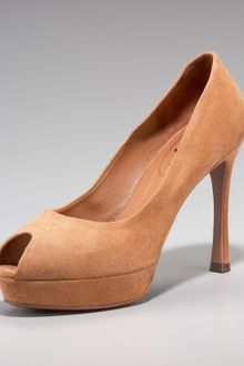 Yves Saint Laurent Peep-toe Suede Pump - Lyst