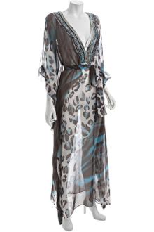 Diane Von Furstenberg Leotiger Printed Beaded Annushka Long Swim Coverup - Lyst