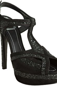 Dior Black Suede Celeste Glitter Peep Toe Platforms - Lyst