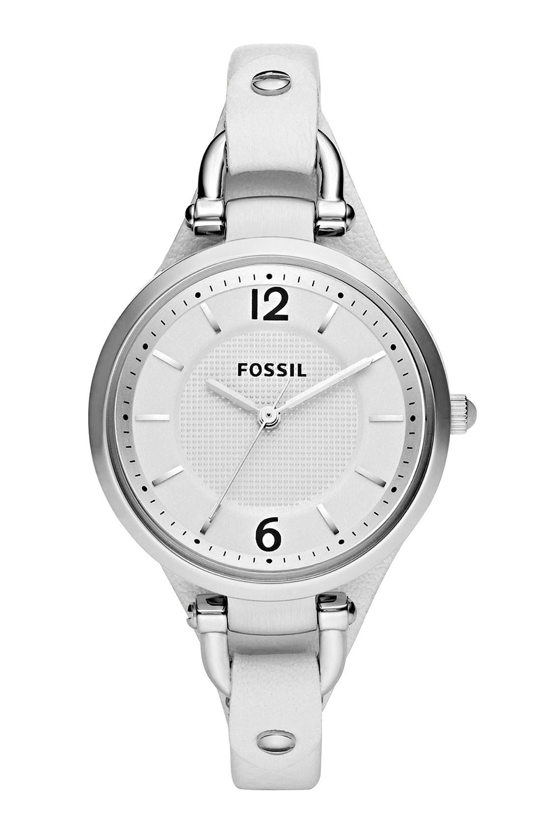 white dial leather strap watch