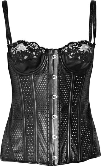 La Perla Leather and Lace Paneled Corset - Lyst