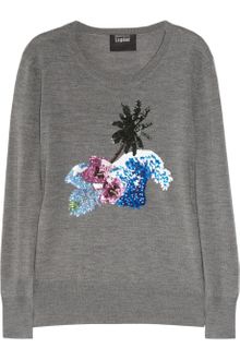 Markus Lupfer Palm Tree Sequined Merino Wool Sweater - Lyst