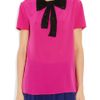 Miu Miu Lacebow Silk Top in Purple (fuchsia) - Lyst