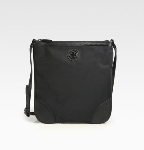 Tory Burch Robinson Nylon & Leather Crossbody Bag in Black | Lyst