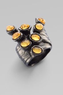 Yves Saint Laurent Gunmetal-Finished Artsy Dot Ring - Lyst