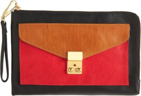 3.1 Phillip Lim Colorblock Small Pashli Zip Clutch in Gold (silver) - Lyst