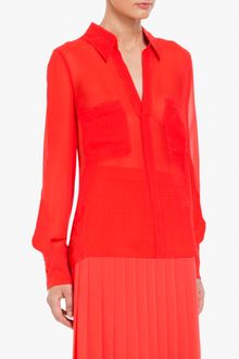 BCBGMAXAZRIA Emma Button-down Silk Chiffon Blouse - Lyst